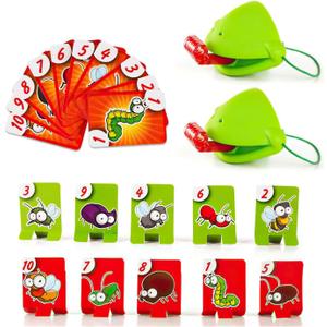 2 x Frog Tongue Games, Catch Bugs,Quick to Lick The Bugs, Chameleon Game, Memory Game, Fun Games, Christmas Birthday Gifts (Green)