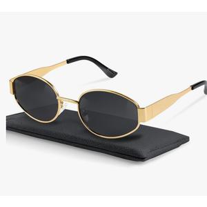 livho Retro Polarized Sunglasses - UV400 Protection, Oval Shape, Metal Frames - Matching Soft Case Inlcuded
Color: Grey/Gold