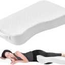 Cooling Leg Pillow for Side Sleepers 100% Cooling Fabric Knee Pillow for Side Sleeping, Leg Elevation Memory Foam Pillow for Hip/Back/Sciatica Pain Relief Helps Spine Alignment 15"x25" (Cooling, M) White