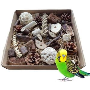 GPPYMX Natural Bird Foraging & Parrot Shredding Toys Box - Bird Toys Natural Foraging Box Foot for Parakeets, Cockatiels, Conures, Love Birds, and Small to Medium Birds (Color-A)