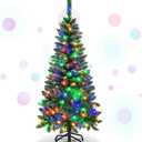 4FT Pre-Lit Artificial Pencil Christmas Tree With Led Lights