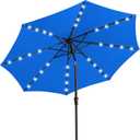JEAREY 9FT Outdoor Patio Umbrella with Solar Lights, LED Lighted Pool Umbrella with Tilt and Crank, Outdoor Table Umbrellas for Deck, Yard & Market (Royal Blue)