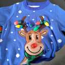 JOYIN Kid's Christmas Ugly Sweater LED Light Up Reindeer Xmas Sweater Built-in Light Bulbs for Boys Girls (Blue, Medium)