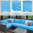 Patelai 14 Pcs Waterproof Outdoor Patio Cushion Covers Replacement 24 x 24 UV Proof Wicker Sofa Sectional Seat Slipcovers for Rattan Sectional Set Supplies, Covers Only (Bright Blue)