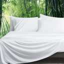 David's Home 6PCS Cooling Sheets Set King Size, 100% Rayon Derived from Bamboo, 16" Deep Pocket 2.5cm Wider Elastic, Luxury Silky Breathable for Hot Sleeper,Breathable Smooth Soft, White (6PCS-King)