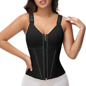 SHAPSHE Waist Trainer Corset for Women Tummy Control Sport Workout Body Shaper Vest for Women Postpartum Gym Zipper and Hooks Size M