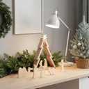 10 Pcs Nativity Scene Set 12.8 Inch Rustic Wooden Christmas Tree Tabletop Decor Rustic Nativity Scene with Miniature Holy Family Figurines for Indoor Jesus Religious Home Christian Gifts