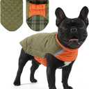Reversible Waterproof Dog Coat - Adjustable Winter Jacket for Warm Cold Weather Apparel for Medium Dogs (Army Green & Orange, Medium (Pack of 1)