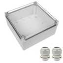 LeMotech Junction Box IP67 Waterproof Dustproof Electrical Box Project Box DIY Enclosure Gray with Transparent Clear Cover, External Size 7.9x7.9x3.7in (200x200x95mm)