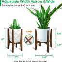 OERGKE Adjustable Plant Stand, Bamboo Mid Century Modern Indoor Plants Stands, Corner Flower Holder for Living Room, Fits 8 to 12 Inches Pots, (Pot & Plant Not Included)(Walnut, 1 Pack)