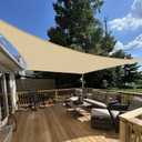 E&K Sunrise 18' x 18' Sun Shade Sail Rectangle Canopy Shade Cover UV Block for Patio Backyard Garden Outdoor (Sand)
