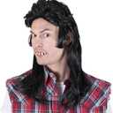 3 x Kangaroo Mullet Wig - The Perfect 80s Rocker Costume Accessory for Men - Halloween, Punk, and Disco (Black)