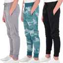 Real Essentials 3 Pack: Girls' Fleece Joggers Soft Active Performance Casual Sweatpants(Ages 7-16), XS