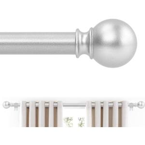 Silver Curtain Rods 18 to 60 Inches(1.5-5 Feet), 5/ 8 inch Splicing Drapery Rods, Small Curtain Rods Set, Size: 18''-60'', Silver