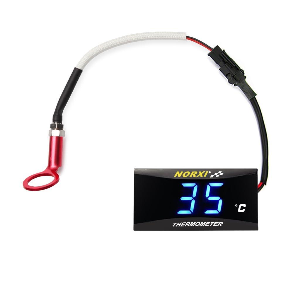 Cylinder Head Temperature Meter Engine Temperature Gauge with 10mm 14mm Probe Sensor Adapter (Blue,14mm)