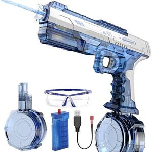 Skirfy Electric Water Gun with Realistic Gun Muzzle Flash for Kids Adults,High Powered Waterproof Water Pistol with High Capacity,Ideal Outdoor Swimming Pool Beach Toys-Blue