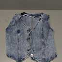 ELLEVEN Women’s Denim Vest V-Neck Crop Jean Vest Top Sleeveless Y2K Button Denim Jacket Summer Country Outfits (Blue, S)