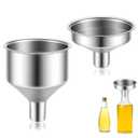 2pcs Stainless Steel Mini Funnels Set, Small Filling Funnels Multi-Flask Funnel for Essential Oils, Liquor Flasks, Spice Powders, Kitchen Use Silver