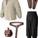 Kids Medieval Viking Pirate Renaissance Tunic Pants Accessories Costume for Boys Cosplay 3-14 Years