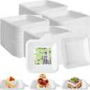 300 PCS Small Paper Plates 4 Inch Small Disposable Plates White Square Paper Plates Paper Dessert Plates Paper Plates Bulk Cake Paper Plates Sugarcane Plates for Holiday Wedding Graduation Party