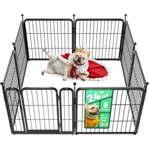 FXW Rollick Unleashed Dog Playpen for Indoor, Yard, RV Camping, 24 inch 8 Panels for Small and Puppy Dogs, Black Patented