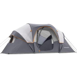 HIKERGARDEN 10 Person Camping Tent - Portable Easy Set Up Family Tent for Camp, Windproof Fabric Dome Tent Outdoor for Hiking, Backpacking, Traveling-14'x11'x74in(H) (Gray)