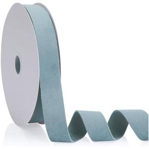 Dusty Blue 1 inch Velvet Ribbon, Double Faced Continuous 20 Yards Velvet Ribbon Use for Christmas Tree Ornaments,Gift Wrapping,Bow Making,Wreath Decoration,Wedding Boutonnieres,Handmade Crafts