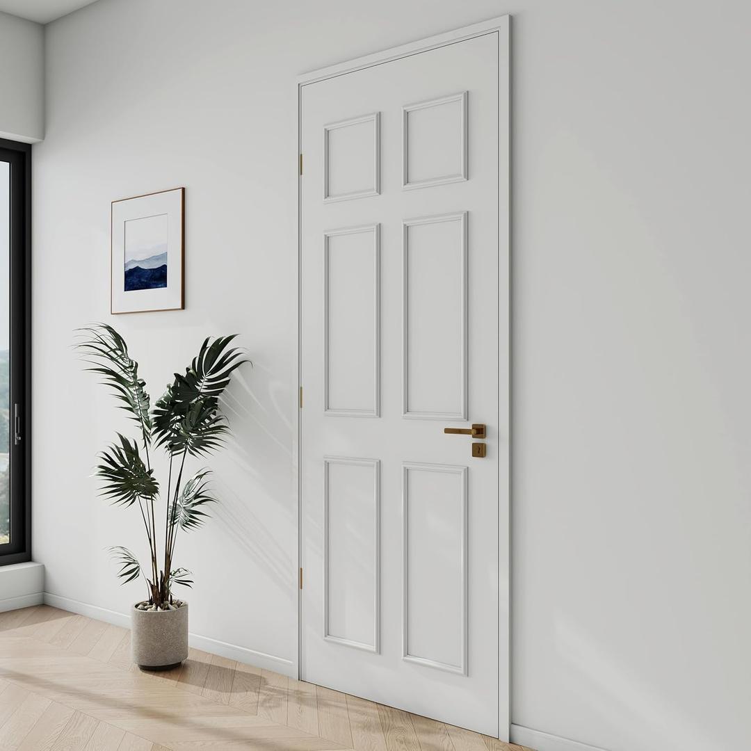 1 Set Peel and Stick Door Moulding Kit 3-Layer Premade Door Panels Molding Trim Self Adhesive 3D Trim for Mirror Window Frame Decor (Top 9"x10" Middle 9"x24.8" and Bottom 9" X 24.8")