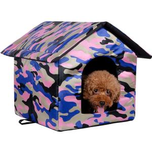 Outdoor Cat Houses Pet Dog Houses for Small Dogs, Outdoor Cat House Waterproof and Warm, Weatherproof Oxford Cloth Cat Kennel House, Wild Cat House Pet Shelter, Medium