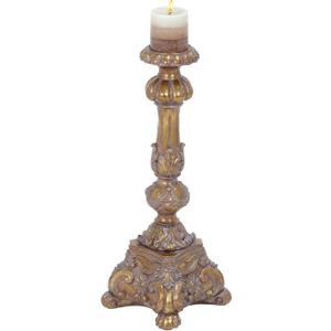 Deco 79 Polystone Decorative Candle Holder Tall Standing Candle Stand, Candlestick Holder 8" x 8" x 22", Gold