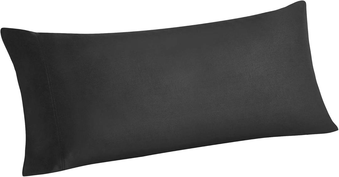 BEDELITE Body Pillow Case Cover, Rayon Made from Bamboo, Cooling Body Pillow Cover for Hot Sleepers and Night Sweats, Breathable & Silky Soft Full Long Pillow Case (Black 20x54 Inches)