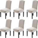 H.VERSAILTEX Velvet Dining Chair Covers Stretch Chair Covers for Dining Room Set of 6 Parson Chair Slipcovers Chair Protectors Covers Dining, Soft Thick Solid Velvet Fabric Washable, Oatmeal