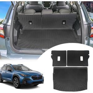 Cargo Liners Backrest Mat Compatible with Subaru Crosstrek Accessories 2024 2025 2026 with Hook&Loop Rear Trunk Mat Rear Seat Back Cover Protector All Weather Anti-Slip Split Dog Liner