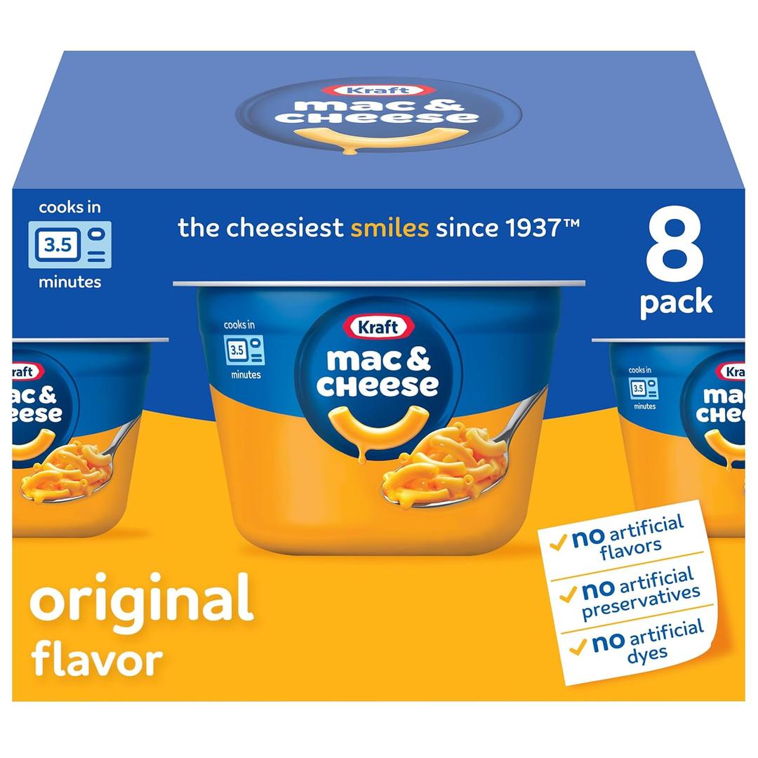 Kraft Mac and Cheese, 8 Cups, for Easy Dinner or Dinner Sides, Original Flavor, No Artificial Flavors, Preservatives or Dyes, 2.05 oz (EXP 11/25/26)