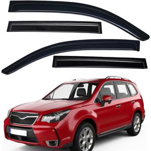 Lightronic Extra Durable Outside-Mount Auto Vent Window Visor, Fits 2014-2018 Subaru Forester, UV Protection Rain Guard, Original Wind Deflector, No-Drill Easy Install, Dark Smoke, 4-Pcs