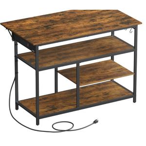 VASAGLE Kitchen Island with Drop Leaf, 47.2" Width Rolling Kitchen Cart with Power Strip