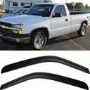 Window Rain Guards for 1999-2007 Sierra/Silverado 1500/2500/3500, Window Vent Wind Visors Shade Deflector 2000 2001 2002 2003 2004 2005 2006 Dark Smoke Sun/Rain Guard, Tape-On, 2PCS
