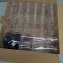 25pcs 300ml Plastic Wine Bottles with Screw Lid and Shrink Capsules Caps Seals, Empty Clear Long Neck Bottles for Christmas Homemade Drinks Gift Coquito Vanilla Extract Limoncello (Red)