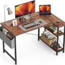 CubiCubi L Shaped Desk, 40 Inch Computer Desk with Reversible Storage Shelves Home Office Corner Desk Study Writing Table, Deep Brown