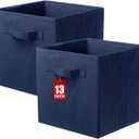 ShellKingdom Storage Bins, Foldable Fabric Storage Cubes And Cloth Organizer Drawer For Closet And Toys, 13 X 13 X 13 INCH, 2 Pack (Dark Blue)