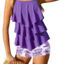 Girls Tankini Swimsuit 2 Piece Tiered Ruffle Bathing Suit Teen Girl Swimsuit 7-8Y