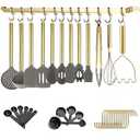 Gold Kitchen Utensils Set, Kyraton 38 Piece Silicone kitchen Cooking Utensils Set with Utensil Rack, Spoon Spatula Set, Non-Stick kitchen Gadgets, Dishwasher Safe