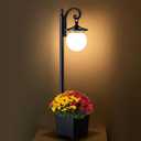 Outdoor Post Light with Planter, Matte Black Solar Lamp Post Light with Globe Shade, 2 in 1 Waterproof Solar Post Lights Outdoor Planter for Outside Gardan Pathway (White)