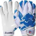 Franklin Sports Youth NFL Football Receiver Gloves - Kids Football Gloves Pair - NFL Team Logos and Silicone Palm (Youth Medium/Large) Detroit Lions