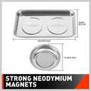HORUSDY 4-Piece Large Magnetic Parts Tray Set, Stainless Steel Heavy Duty 9.5" W x 5.5''L Square and 4.5" Round Magnetic Trays Tools Parts Tray