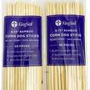 KingSeal Bamboo Wood Corn Dog Skewers, Sticks, 8.75 Inches x 5 mm Diameter, Blunt Point for Safety, Retail Pack - 2 Bags of 50 Skewers (100 Count)