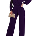shengfan Formal Jumpsuits for Women Dressy Evening Sexy Deep V Neck Plus Size Long Wide Leg Pants Rompers Clubwear, S