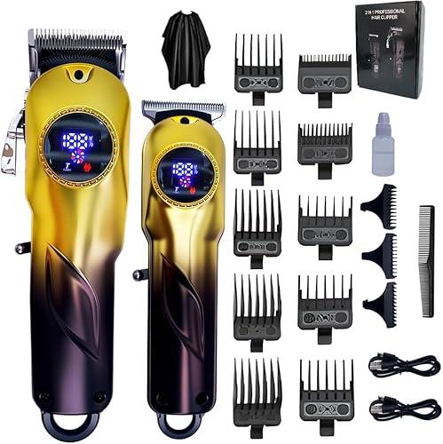 Professional Hair Clippers for Men, Cordless Hair Clippers & Hair Trimmer Set, Barber Clippers for Hair Cutting with LCD Display Clippers for Men Father