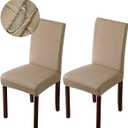 Genina Waterproof Chair Covers for Dining Room Dining Chair Covers Kitchen Parsons Chair Covers (Khaki, 2 PCS)