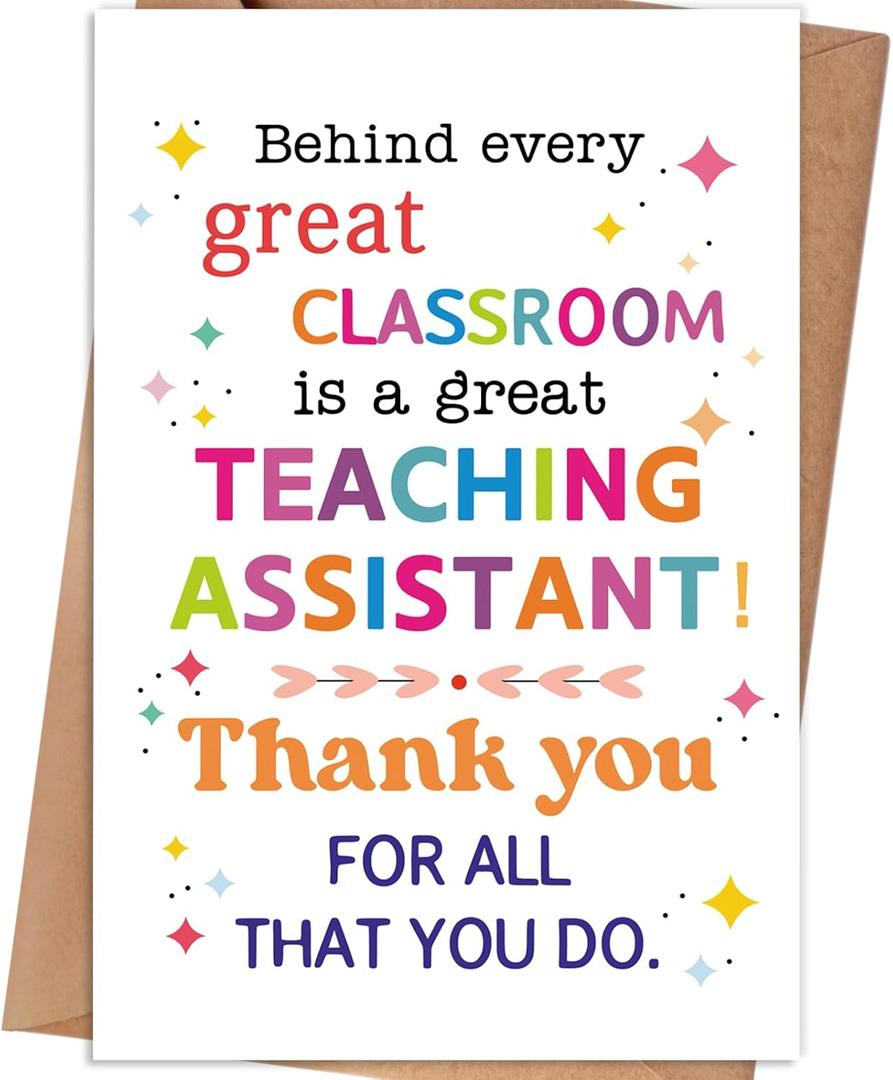 9 x Teaching Assistant Appreciation Card, 8×5.3 inches (Yellow)